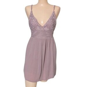 Y2K Babydoll Mini‎ Dress Med Lace Trim Open Back Fairy Coquette Beach Vacation